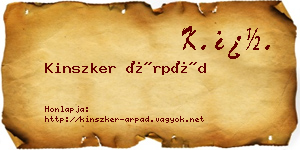 Kinszker Árpád névjegykártya