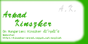 arpad kinszker business card